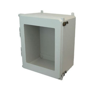 AMU2060LW 20x16x10 NEMA 4X Fiberglass Enclosure w/ Quick-Release Latch Hinged Cover Window Foot Mount