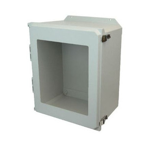 AMU2060LWF 20x16x10 NEMA 4X Fiberglass Enclosure w/ Quick-Release Latch Hinged Cover Window Flange Mount