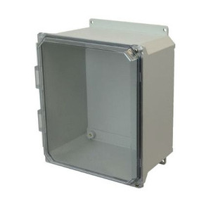 AMU1206CCHF 12x10x6 NEMA 4X Fiberglass Enclosure w/ Clear Hinged Screw Cover Flange Mount AMU1206CCHF 12x10x6 NEMA 4X Fiberglass Enclosure w/ Clear Hinged Screw Cover Flange Mount