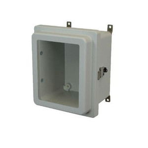 AM1084RLW 10x8x4 NEMA 4X Fiberglass Enclosure w/ Raised Quick-Release Latch Hinged Cover Window