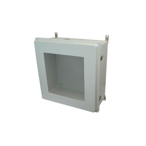 AM24248RTW 24x24x8 NEMA 4X Fiberglass Enclosure w/ Raised Twist Latch Hinged Cover Window