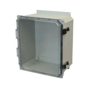 AMU1648CCLF 16x14x8 NEMA 4X Fiberglass Enclosure w/ Quick-Release Latch Clear Hinged Cover Flange Mount