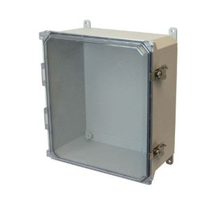 AMU1648CCT 16x14x8 NEMA 4X Fiberglass Enclosure w/ Twist Latch Clear Hinged Cover Foot Mount