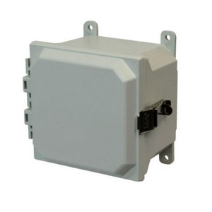 AMU664L 6x6x4 NEMA 4X Fiberglass Enclosure w/ Quick-Release Latch Hinged Cover Foot Mount