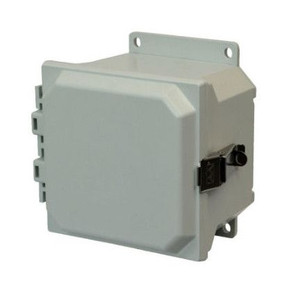 AMU664LF 6x6x4 NEMA 4X Fiberglass Enclosure w/ Quick-Release Latch Hinged Cover Flange Mount