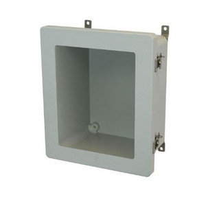 AM1426TW 14x12x6 NEMA 4X Fiberglass Enclosure w/ Twist Latch Hinged Cover Window