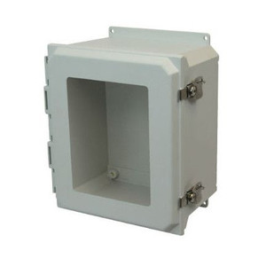AMU1426TWF 14x12x6 NEMA 4X Fiberglass Enclosure w/ Twist Latch Hinged Cover Window Flange Mount