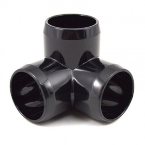 2" 3-Way Elbow PVC Furniture Fitting - Black