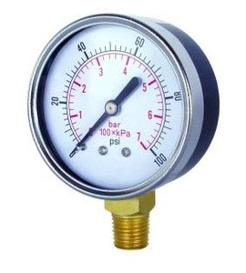 1.5” Model 20 Pressure Gauge, 0-30 PSI, 1/8” MNPT Bottom Mount (0120DSB30) 1.5” Model 20 Pressure Gauge, 0-30 PSI, 1/8” MNPT Bottom Mount (0120DSB30)