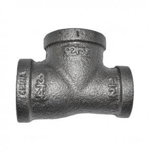 1"X 1/2" X 3/4" Black Malleable Iron Reducing Tee  (35449)