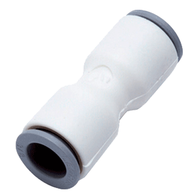 1/2" LIQUIfit® Series White Bio-Based Polymer Union Connector, Push-To-Connect, EPDM O-Ring, Stainless Steel Gripping Ring