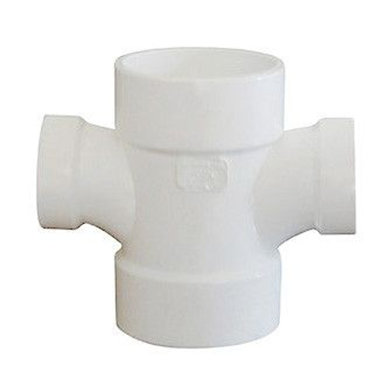 4" x 4" x 2" x 2" DWV PVC Double Sanitary Reducing Tee D429-420