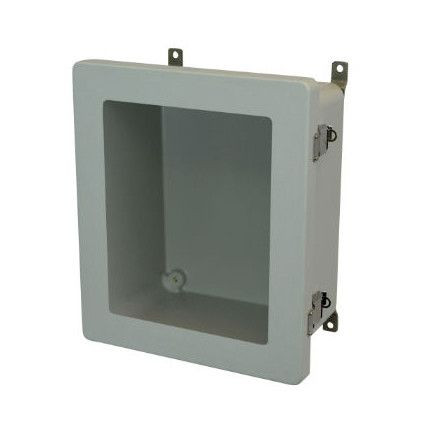 AM1426LW 14x12x6 NEMA 4X Fiberglass Enclosure w/ Quick-Release Latch Hinged Cover Window