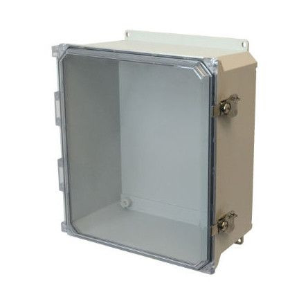 AMU1426CCTF 14x12x6 NEMA 4X Fiberglass Enclosure w/ Twist Latch Clear Hinged Cover Flange Mount