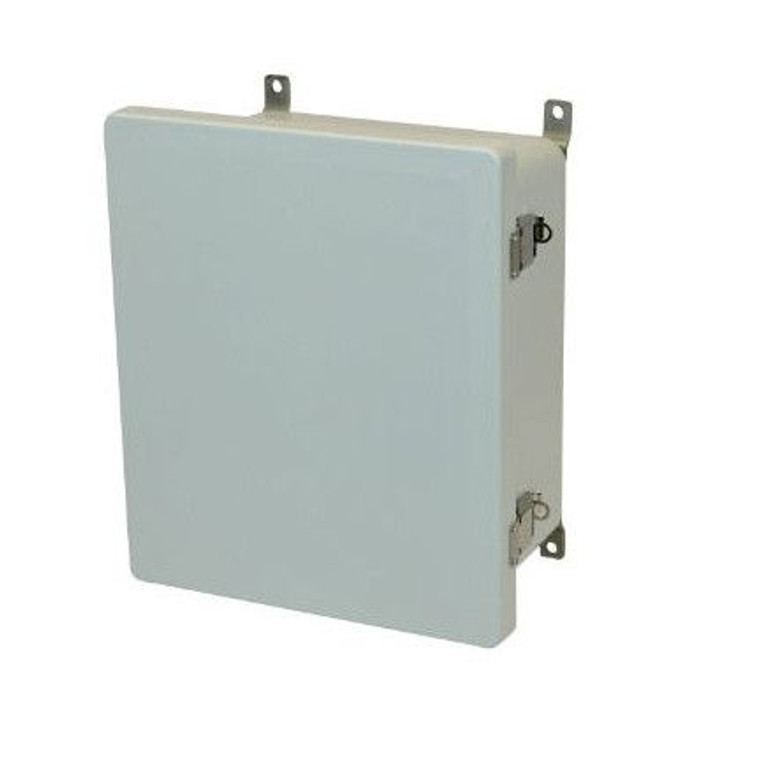 AM1206L 12x10x6 NEMA 4X Fiberglass Enclosure w/ Quick-Release Latch Hinged Cover