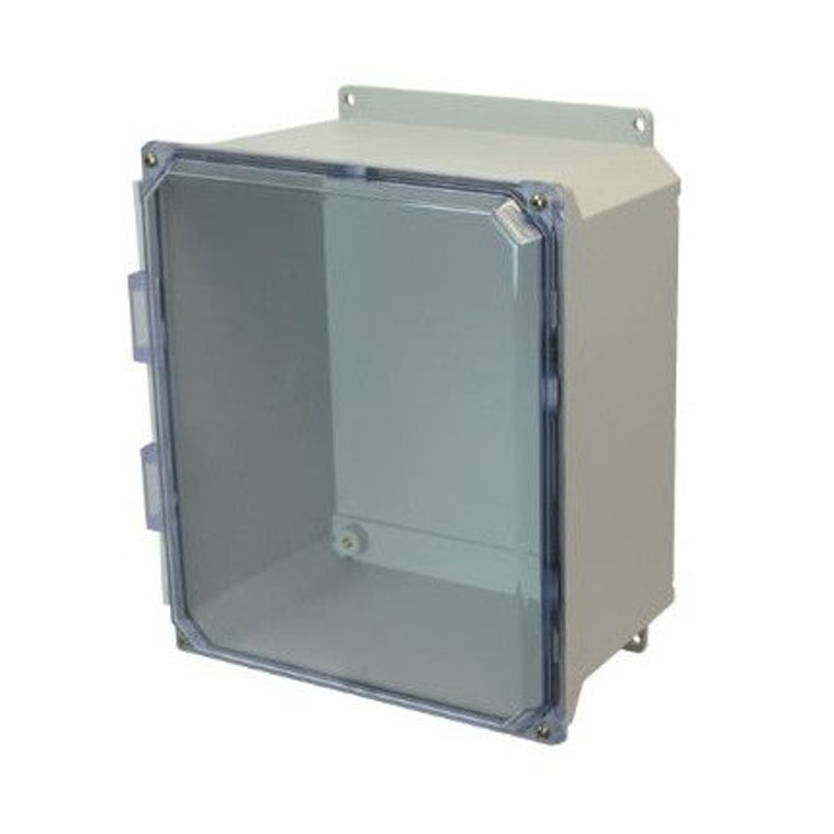 AMU1648CCF 16x14x8 NEMA 4X Fiberglass Enclosure w/ Clear Lift-Off Screw Cover Flange Mount