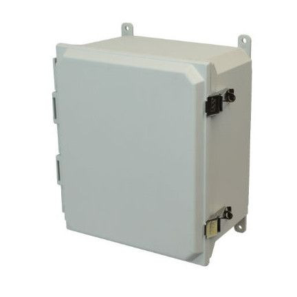 AMU1426L 14x12x6 NEMA 4X Fiberglass Enclosure w/ Quick-Release Latch Hinged Cover Foot Mount