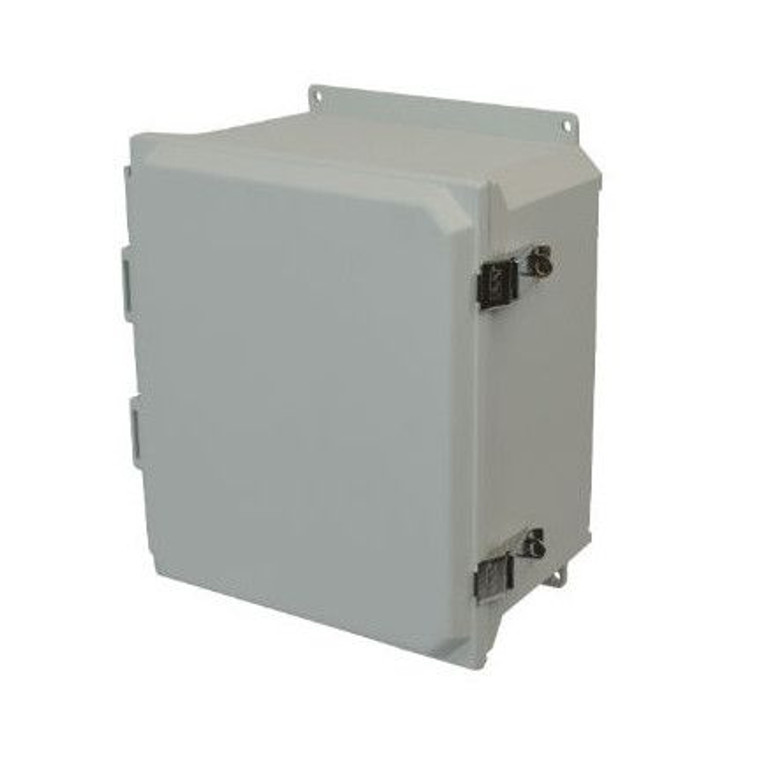 AMU1206LF 12x10x6 NEMA 4X Fiberglass Enclosure w/ Quick-Release Latch Hinged Cover Flange Mount