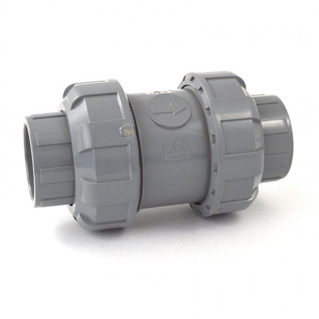 1 1/2" Flui-Pro PVC Ball Check Valve - Socket & Threaded Ends - Viton