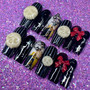 Soul eater soul nail set with pinstripe design and skulls
