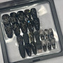Dark Mori Kei 24 piece nail set featuring textured nail designs