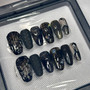 Dark Mori Kei 12 piece nail set featuring textured nail designs