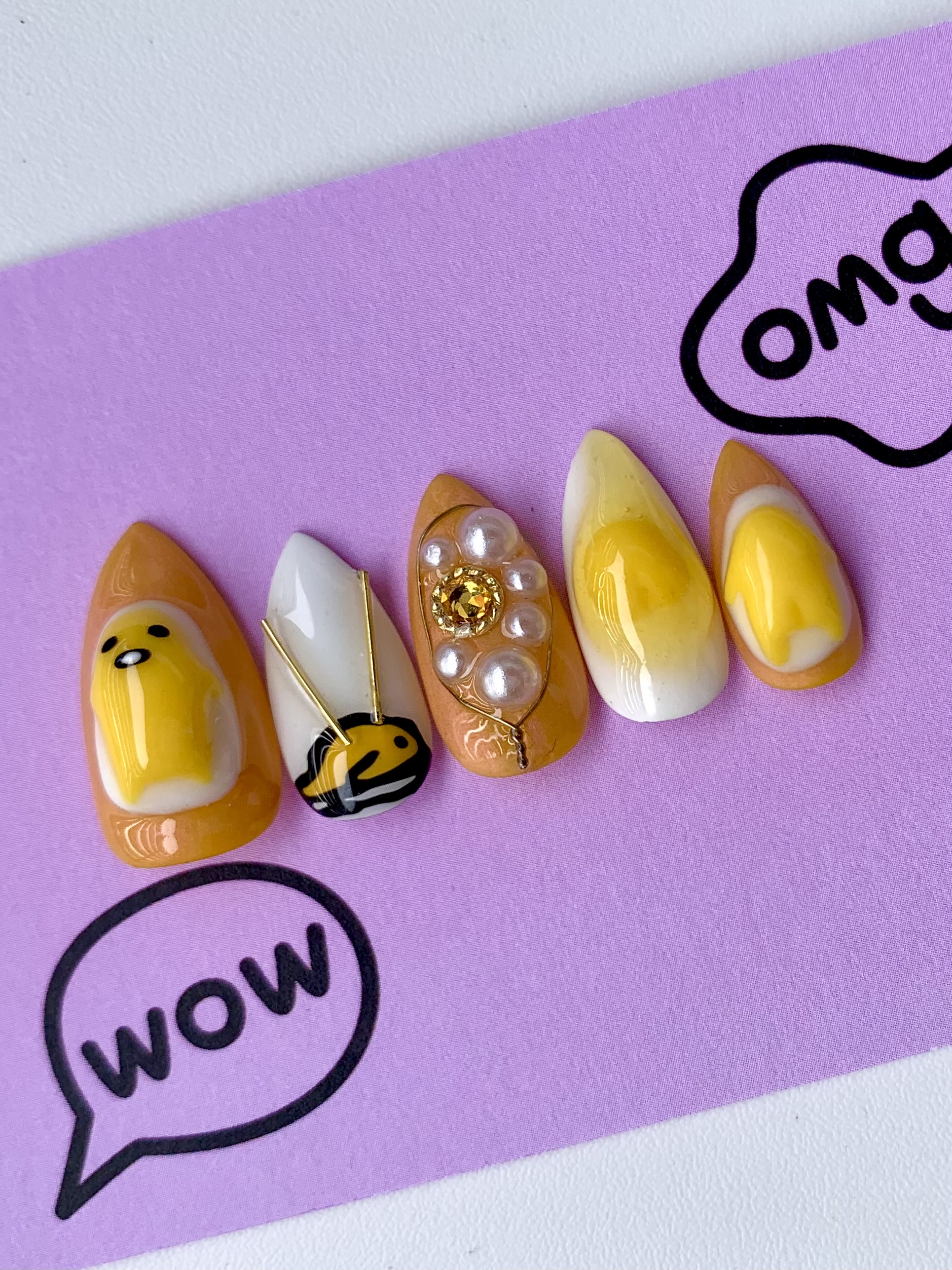 Kawaii Gudetama Egg Butt Nails