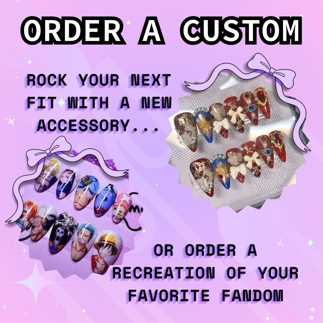 Order a Custom Press on Nail Set with Star Twix Nails, a Harajuku and Kawaii Press on Nail Shop