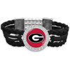 Georgia Bulldogs Bracelet- Black Braided Suede