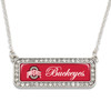Ohio State Buckeyes Silver Crystal Name Plate Necklace