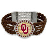 Oklahoma Sooners Brown Braided Suede with Script Background College Bracelet