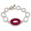 Arkansas Razorbacks Silver Chain Toggle College Bracelet