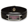 Mississippi State Bulldogs Black "Edge" Leather Nameplate with Tile Background College Bracelet
