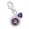 LSU Tigers Round Logo with Spirit Slogan Heart Accent Key Chain/Zipper Pull