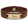 Baylor Bears Brown "Edge" Leather Nameplate with Tile Background College Bracelet