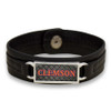 Clemson Tigers Black "Edge" Leather Nameplate with Tile Background College Bracelet