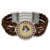 East Carolina Pirates Brown Braided Suede with Script Background College Bracelet