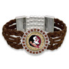 Florida State Seminoles Brown Braided Suede with Script Background College Bracelet