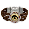 Iowa Hawkeyes Brown Braided Suede with Script Background College Bracelet