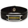Iowa Hawkeyes Black "Edge" Leather Nameplate with Tile Background College Bracelet