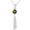 Iowa Hawkeyes Necklace- Long Silver Tassel