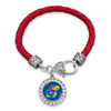Kansas Jayhawks Bracelet- Team Color Round Crystal Leather