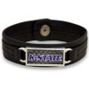 Kansas State Wildcats Black "Edge" Leather Nameplate with Tile Background College Bracelet