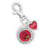 Louisville Cardinals Round Logo with Spirit Slogan Heart Accent Key Chain/Zipper Pull