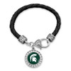 Michigan State Spartans Bracelet- Team Color Round Crystal Leather