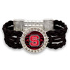 NC State Wolfpack Black Braided Suede with Script Background College Bracelet