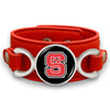 NC State Wolfpack "Moto" Team Color Leather Strap College Bracelet