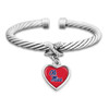 Ole Miss Rebels Heart Drop with Crystal X Cuff Bracelet