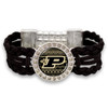 Purdue Boilermakers Black Braided Suede with Script Background College Bracelet