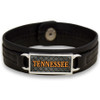 Tennessee Volunteers Black "Edge" Leather Nameplate with Tile Background College Bracelet